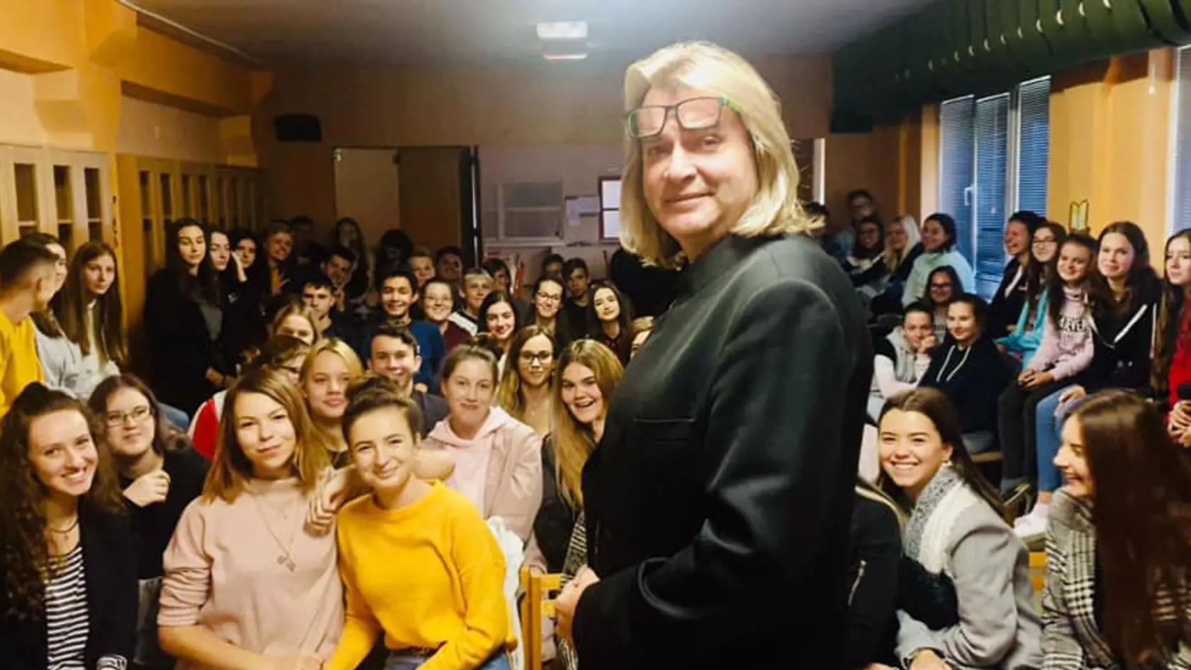 Pri prednáške na Súkromnej obchodnej akadémii, Petrovianska  v Prešove.