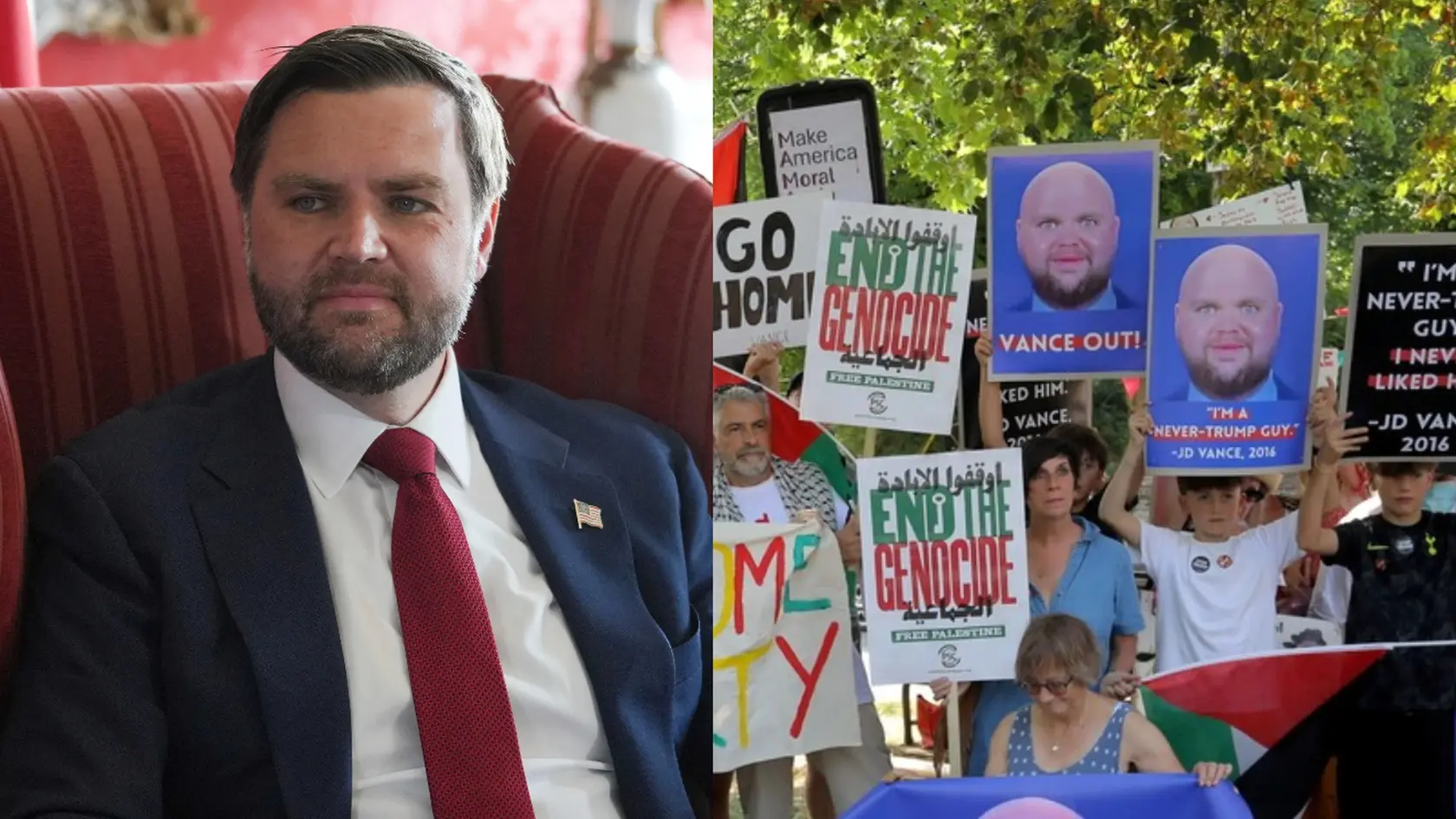 Anglické mestečko protestovalo proti dovolenke amerického viceprezidenta.