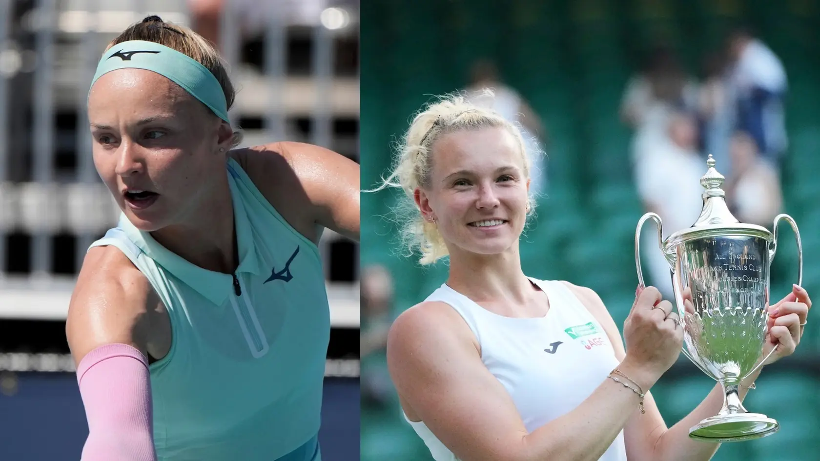 Kým Slovenka Rebecca Šramková (vľavo) si z Londána odniesla 77-tisíc libier, Kateřina Siniaková si polpešila o takmer 300-tisíc eur.