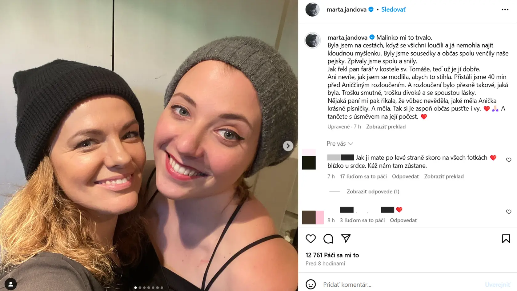Marta poslala Aničke dojímavý odkaz do neba.
