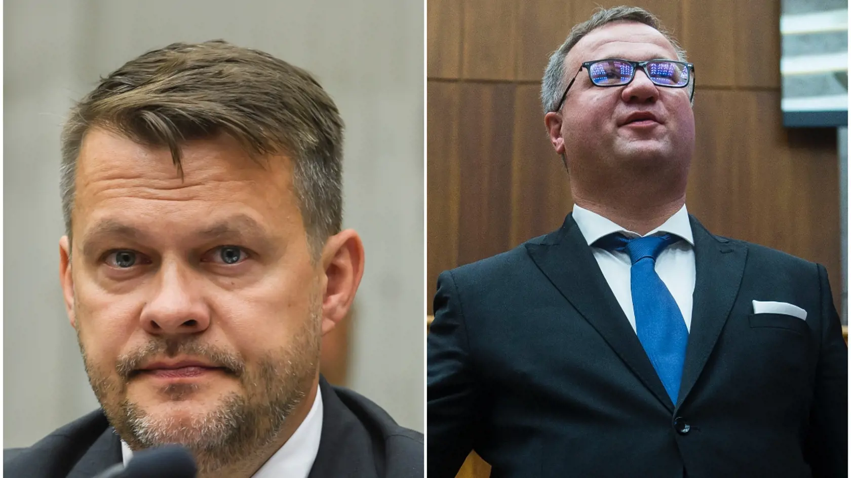 Na snímke poslanci Samuel Migaľ (vľavo) a Radomír Šalitroš (vpravo).