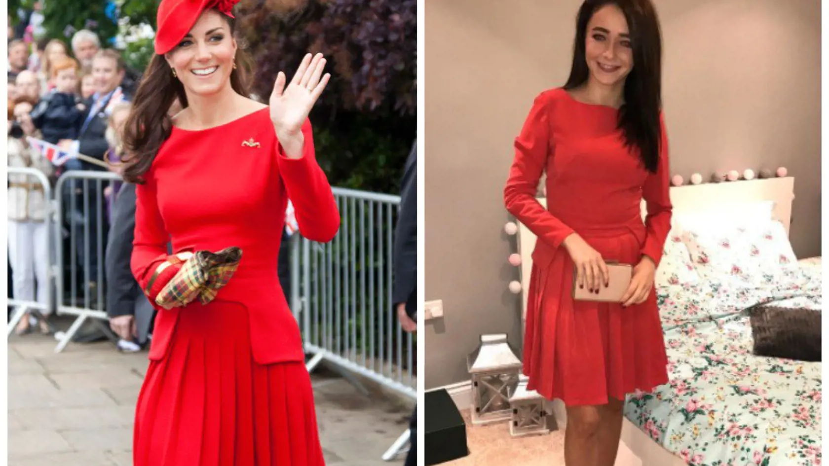 Krásne farby, červená Kate pristane.