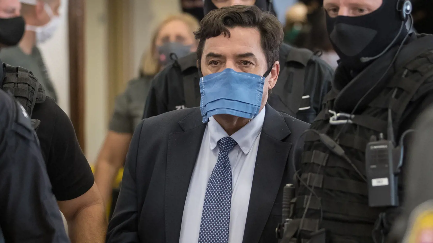 Súdne pojednávanie na Špecializovanom trestnom súde v Pezinku vo veci vraždy Jána Kuciaka a Martiny Kušnírovej. Na snímke je obžalovaný Marián Kočner, ktorý je najnovšie obvinený aj zo sledovania novinárov.