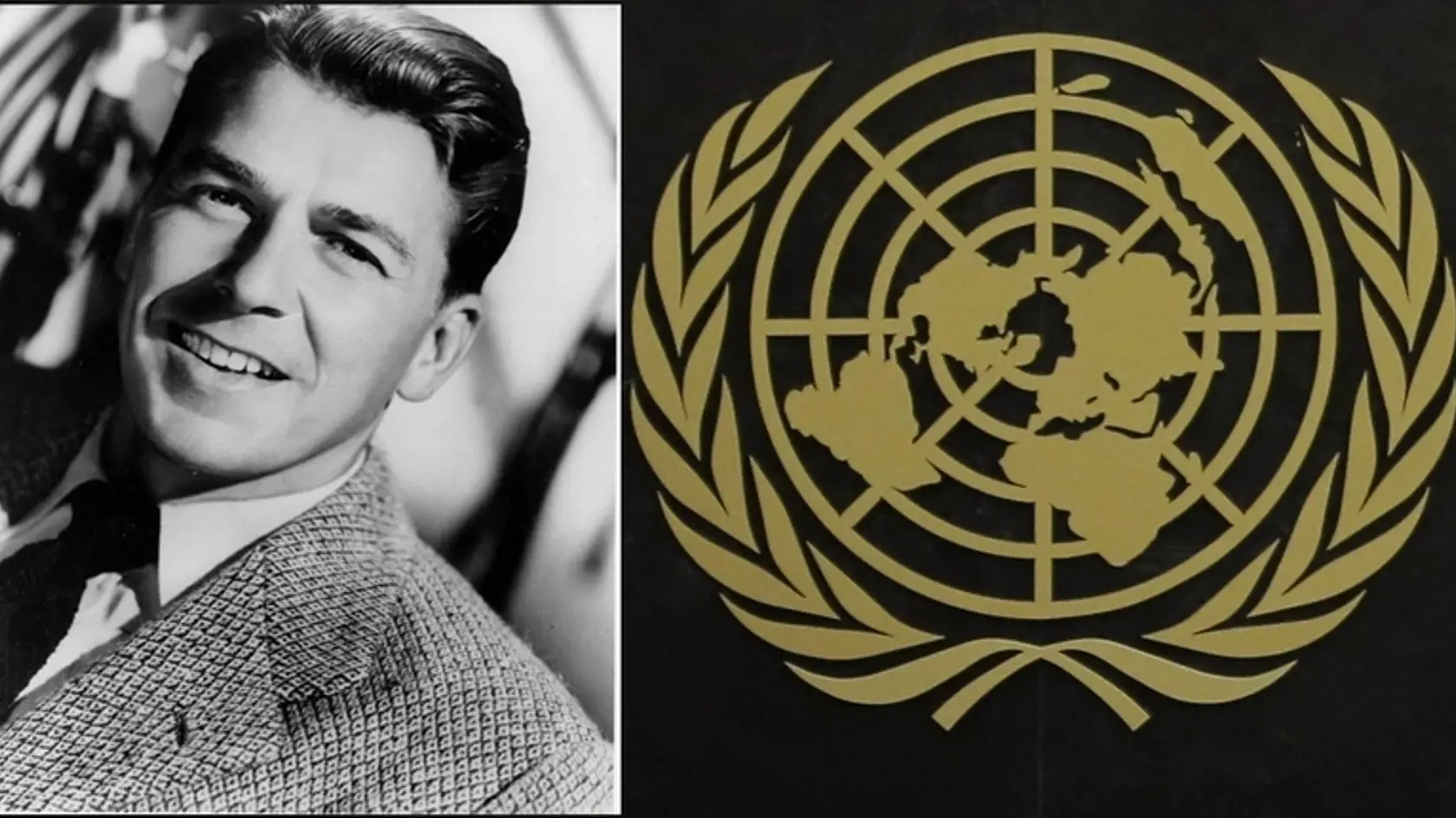 Americký prezident Ronald Reagan počas svojho vystúpenia v roku 1987 upozornil na nebezpečenstvo mimozemšťanov (vľavo).