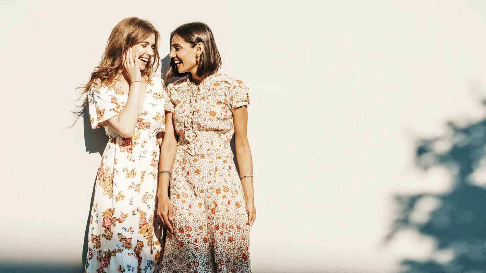 Two,Young,Beautiful,Smiling,Hipster,Girls,In,Trendy,Summer,Sundress.sexy
