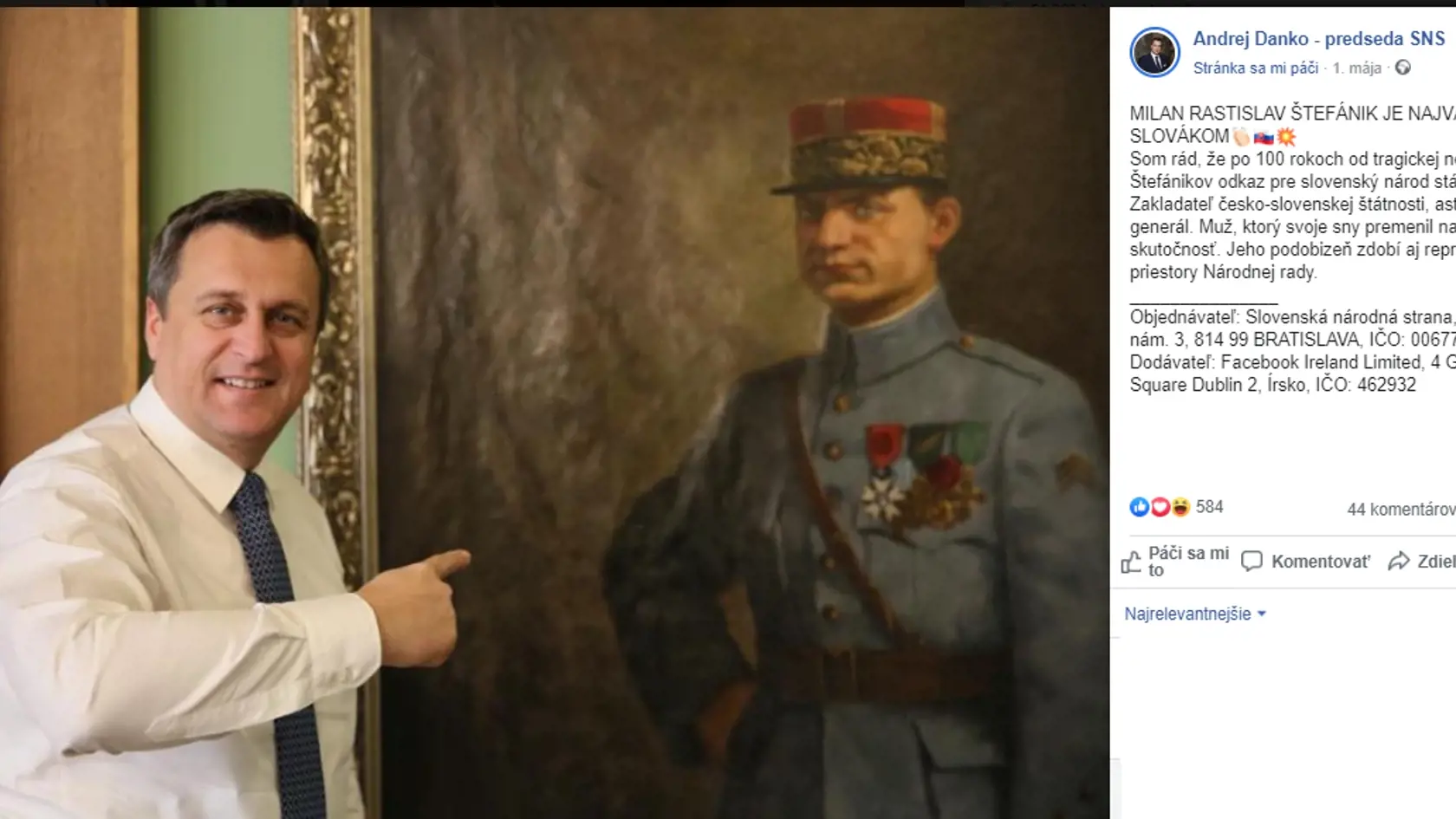 Originálny post Andreja Danka na jeho profile na facebooku, ktorý to celé spustil.