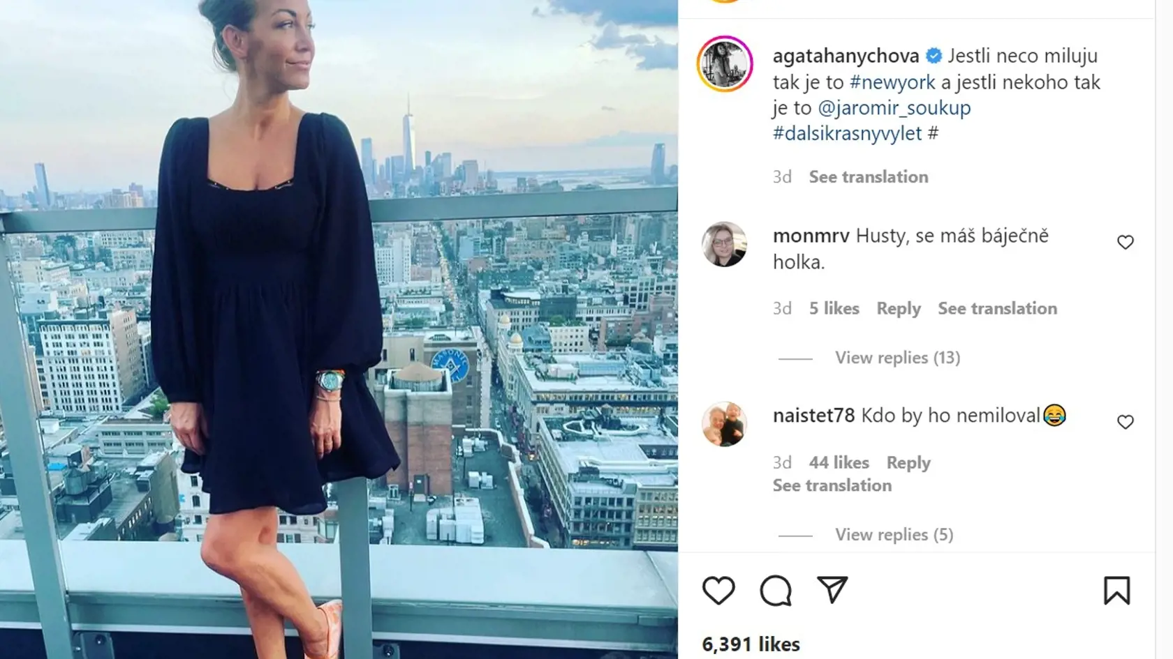 Vyznanie lásky Soukupovo priamo z jeho newyorského bytu.