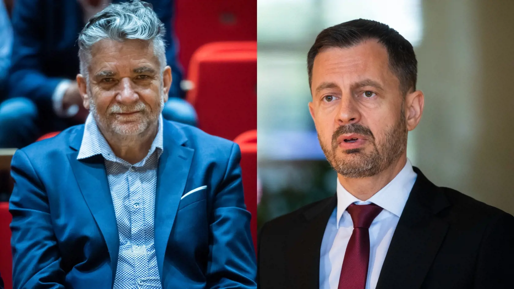 Nový generálny riaditeľ RTVS Ľuboš Machaj a premiér Eduard Heger