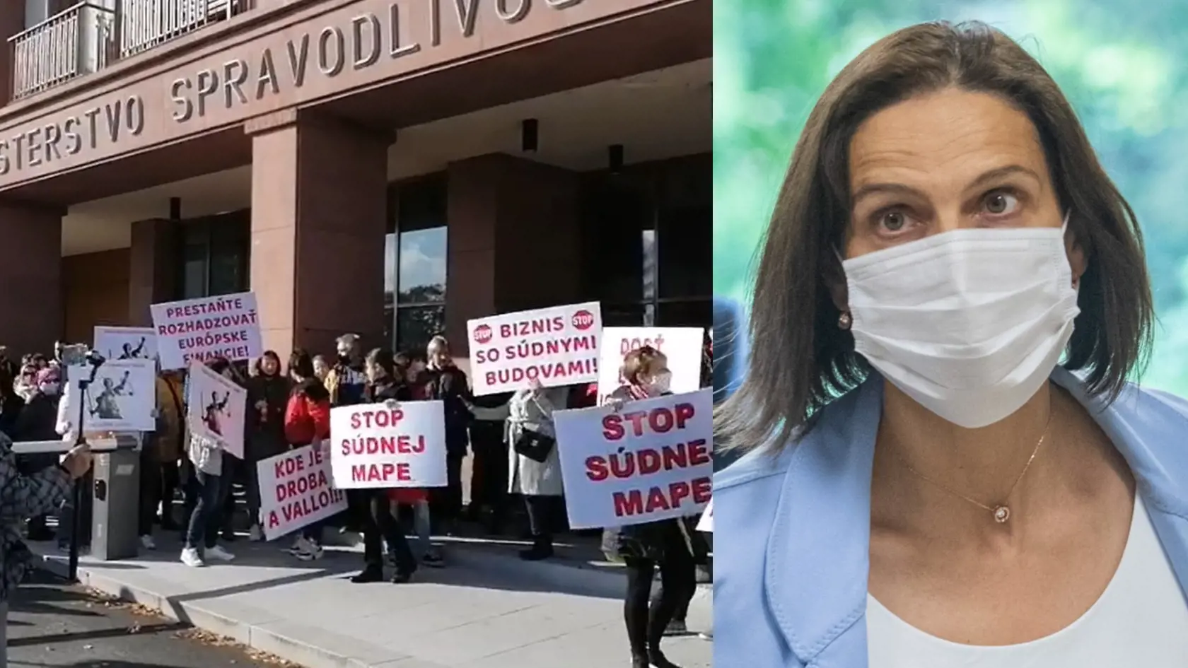 Protest pred ministerstvom spravodlivosti kvôli novej súdnej mape.