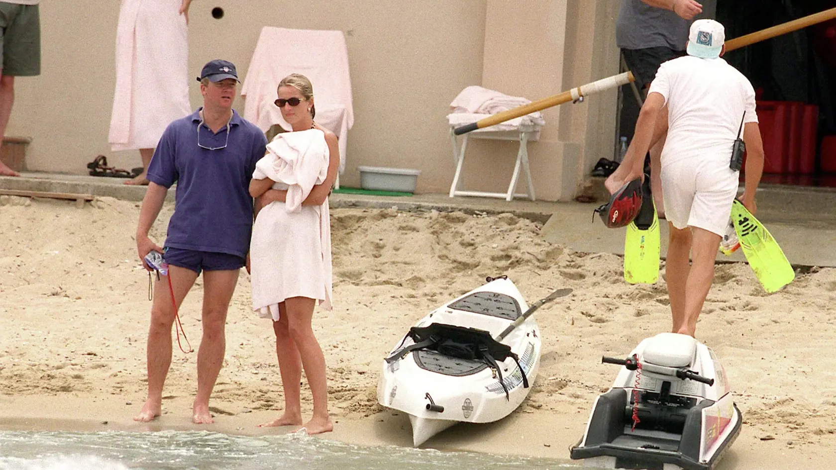 Princezná Diana a jej osobný strážca Trevor Reese-Jones v Saint-Tropez v roku 1997, krátko pred osudnou nehodou v Paríži.