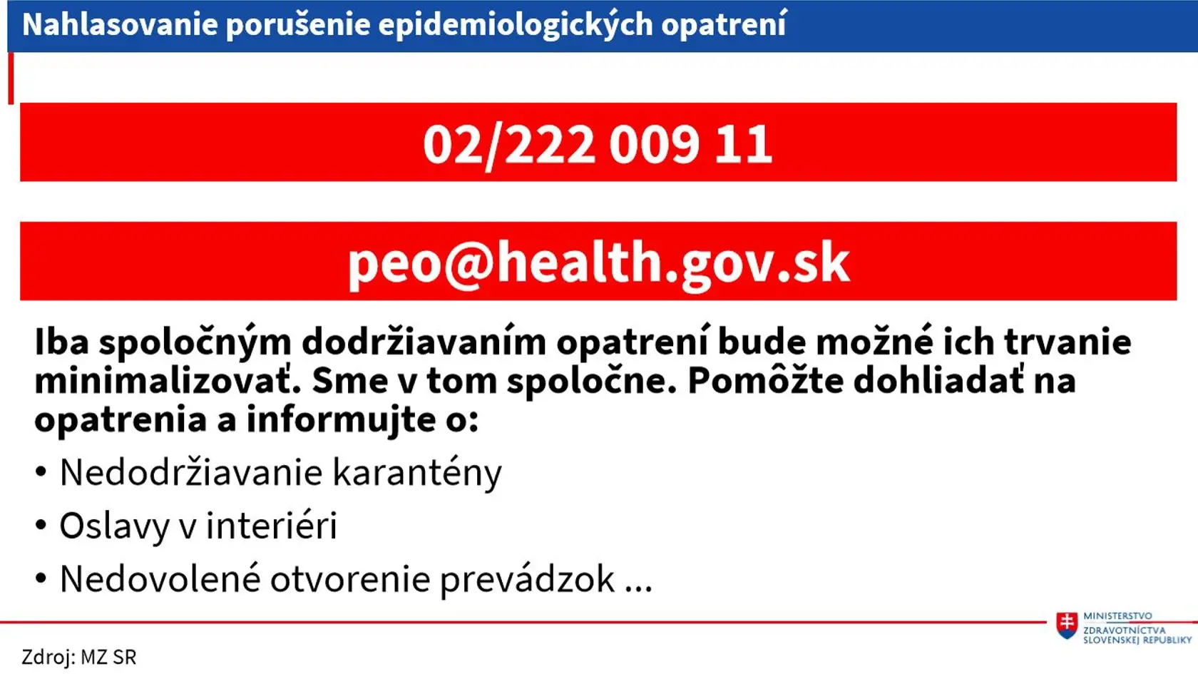 Nahlasenie porušenia opatrení.