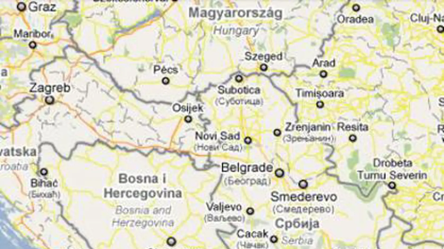 Srbsko na mape.
