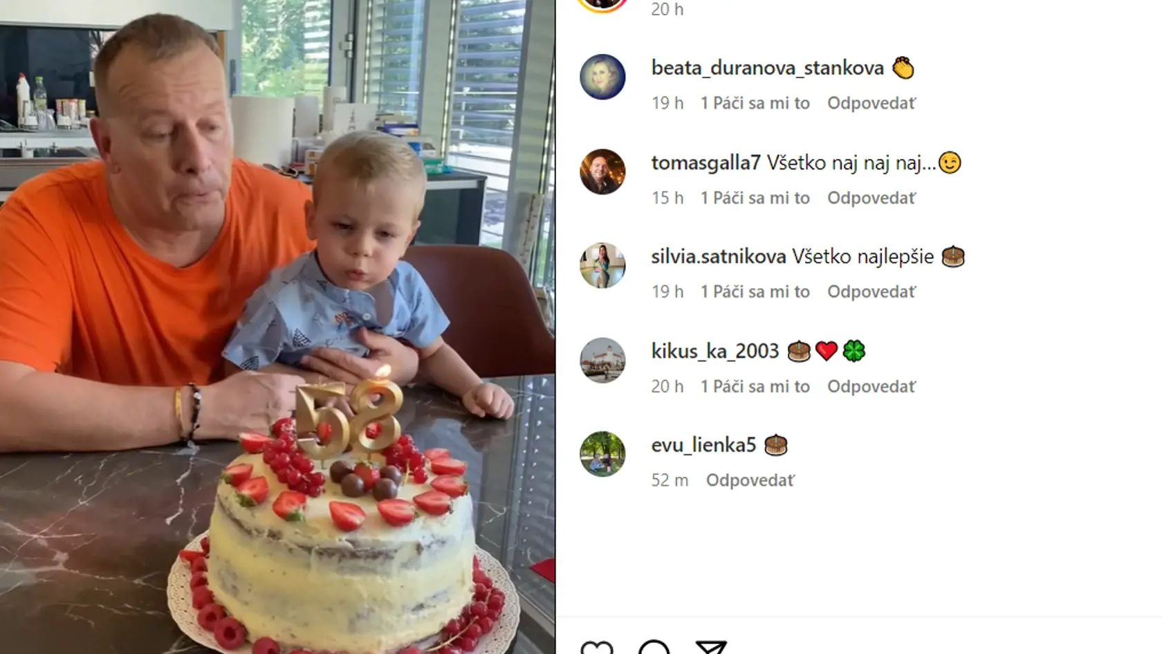 Aká by to bola oslava, keby sa nesfukovali sviečky na torte. Boris Kollár oslávil 58. narodeniny spolu so svojimi deťmi.
