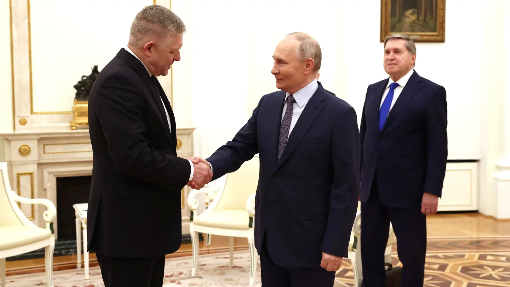Premiér Robert Fico počas rokovania s ruským prezidentom Vladimirom Putinom.