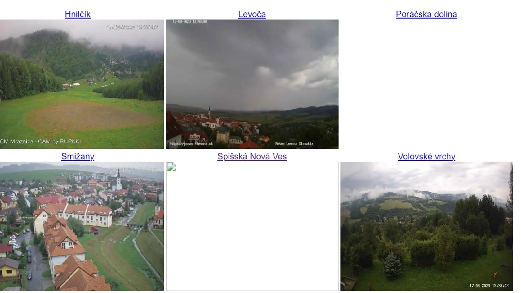 Viacero webkamier na stránke Slovenského raja nefunguje.