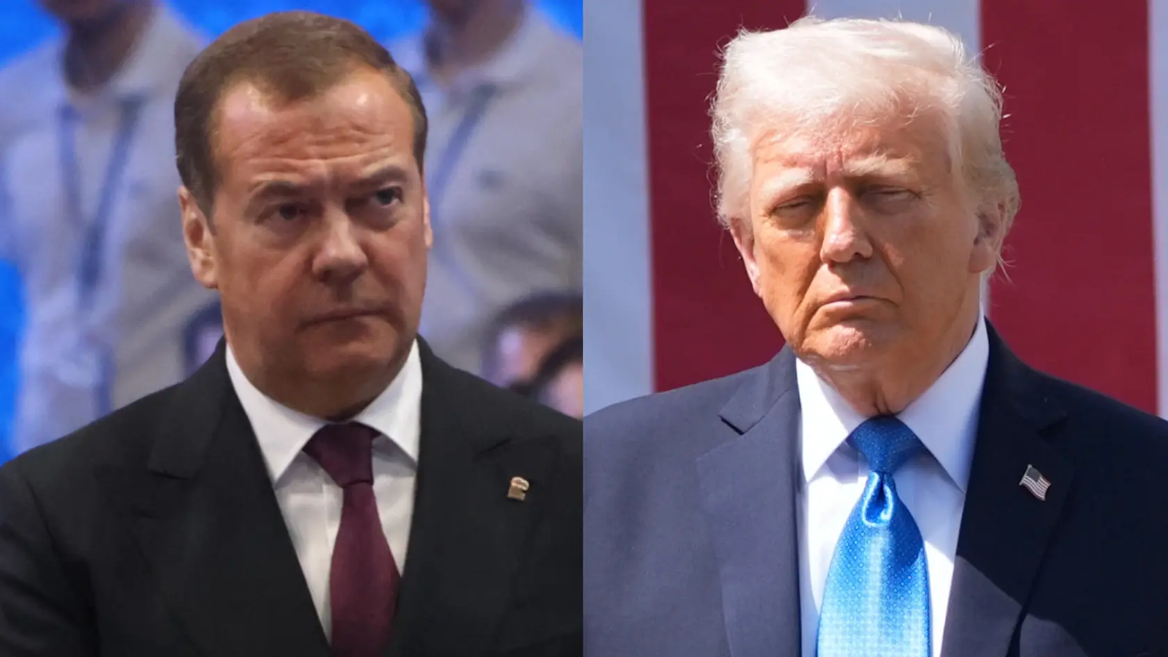 Ruský exprezident Dmitrij Medvedev a prezident USA Donald Trump.