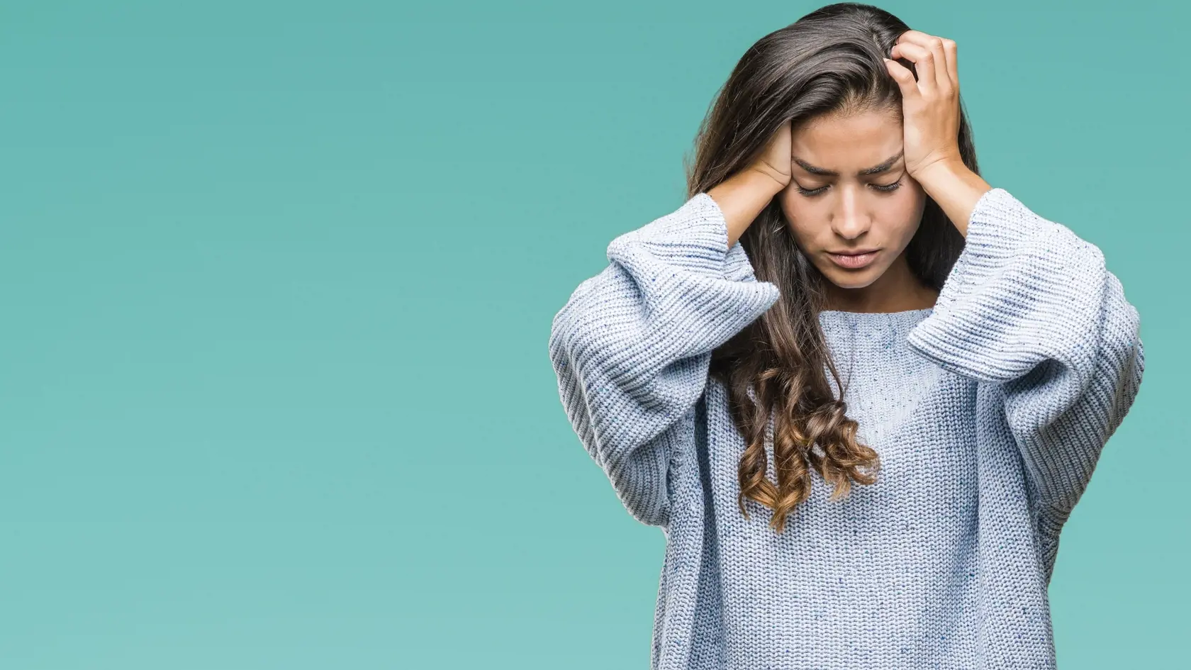 Young,Beautiful,Arab,Woman,Wearing,Winter,Sweater,Over,Isolated,Background