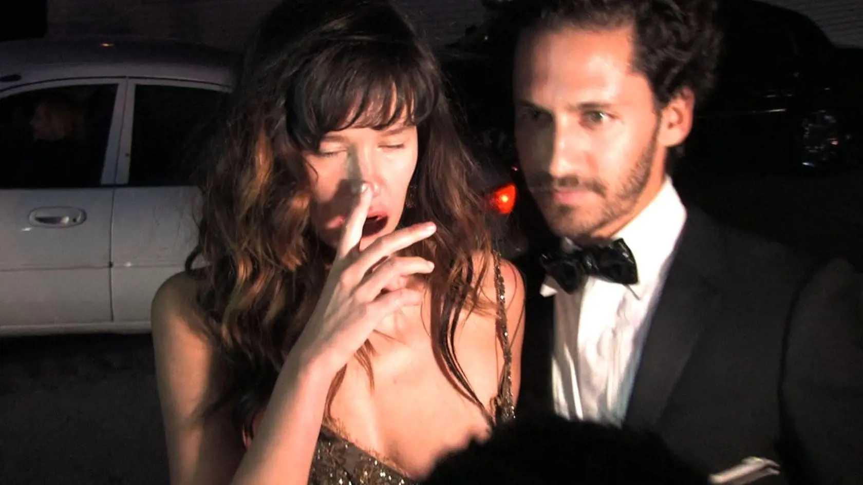 Paz de la Huerta, who was clearly celebrating the HBO show's win for best drama, was seen stumbling outside of the Chateau Marmont after being denied entrance to the star-studded afterparty. Paz fell down and ripped her dress, but despite nearly passing out in the street, she was able to sign a few autographs and tell us she thought host Ricky Gervais was funny. .  January 16, 2011., Image: 89637163, License: Rights-managed, Restrictions: Paz de la Huerta, Model Release: no, Credit line: Profime