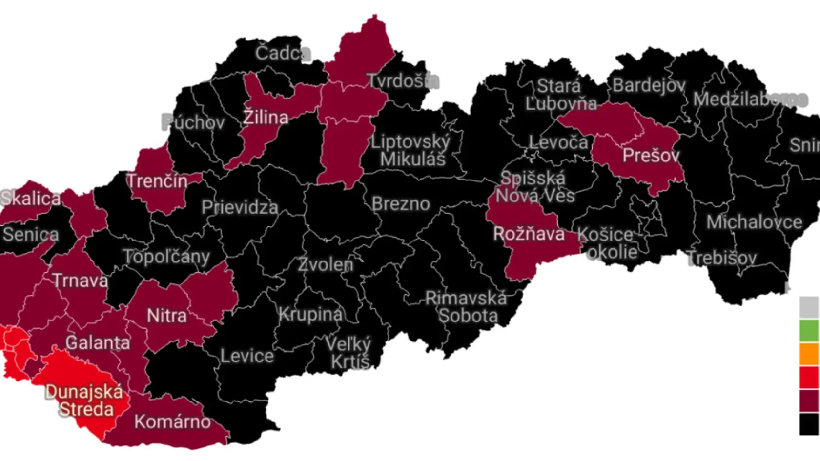 Nová mapa okresov od 22. novembra 2021