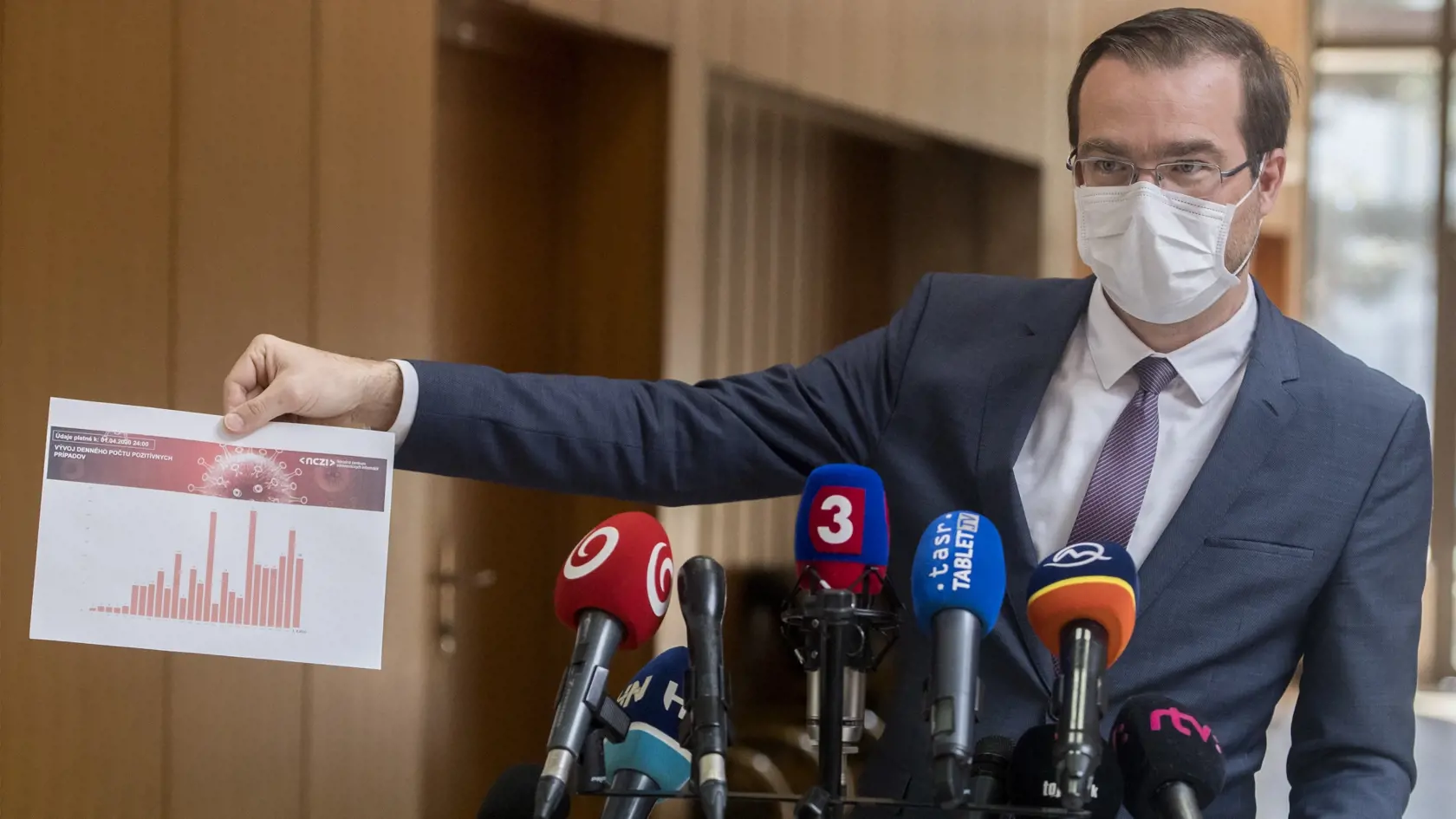 Na Slovensku pribudlo 26 nových prípadov nákazy novým koronavírusom počas stredy 1. apríla 2020. Celkovo ich na Slovensku je 426. Oznámil to minister zdravotníctva SR Marek Krajčí (na snímke) po rokovaní 7. schôdze vlády SR 2. apríla 2020 v Bratislave. FOTO TASR - Martin Baumann




