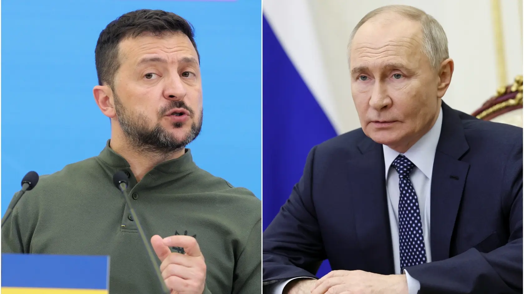 Volodymyr Zelenskyj a Vladimir Putin.