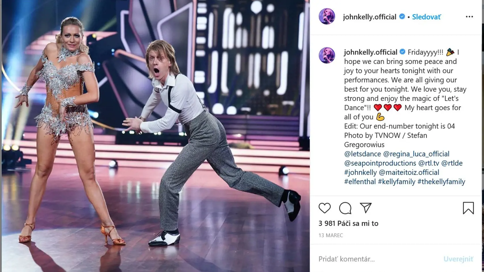 John Kelly na Letś Dance v Nemecku.