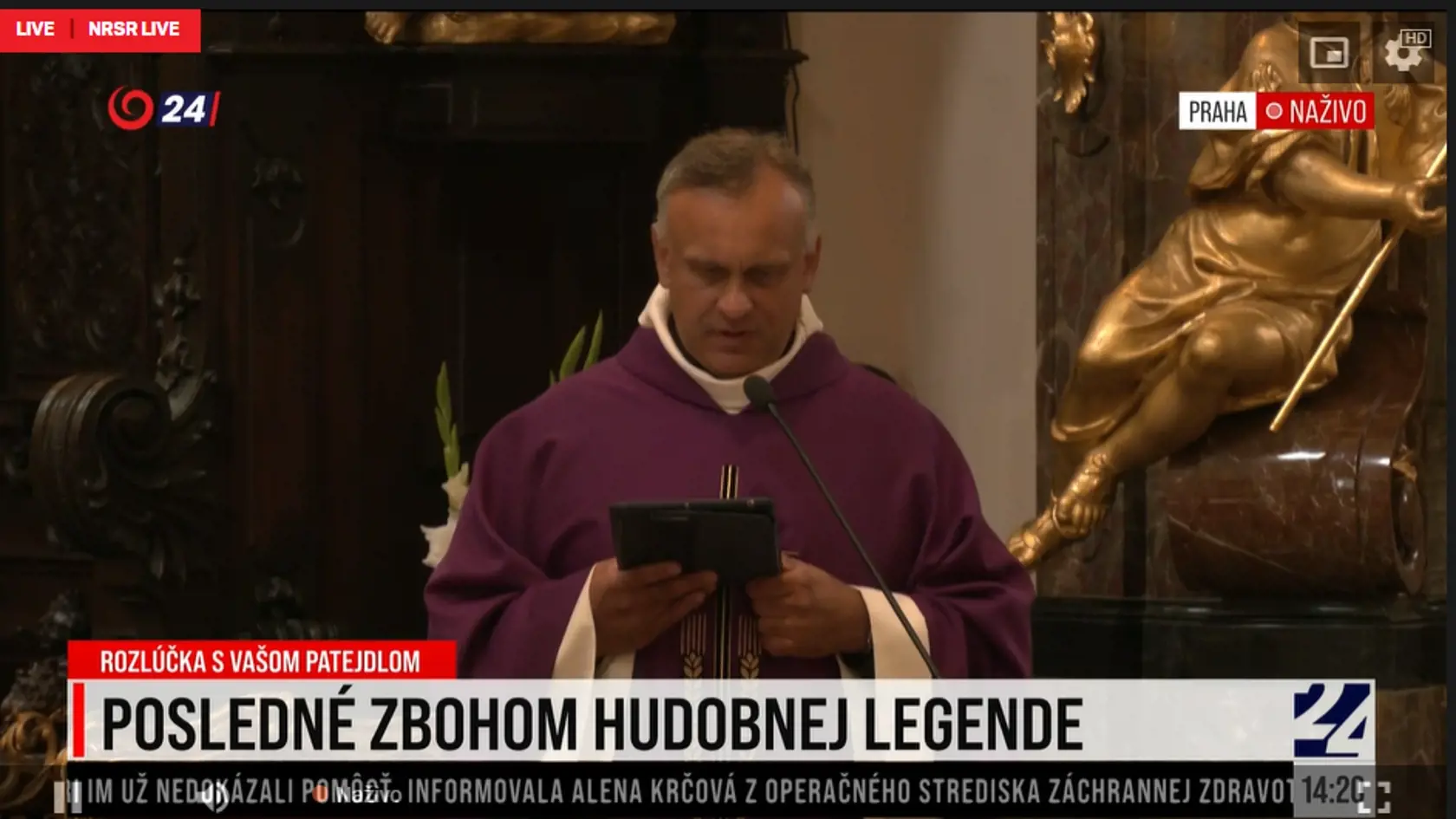 Posledná rozlúčka s Vašom Patejdlom v Bazilike Nanebovzatia Panny Márie na Strahovskom nádvorí.