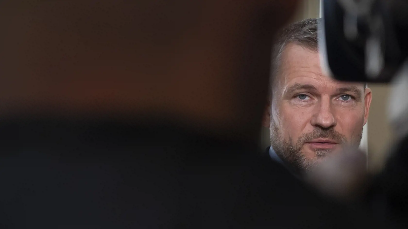 Na snímke predseda strany Hlas - SD Peter Pellegrini počas brífingu s novinármi po stretnutí s prezidentkou SR Zuzanou Čaputovou 3. októbra 2023 v Prezidentskom paláci v Bratislave.