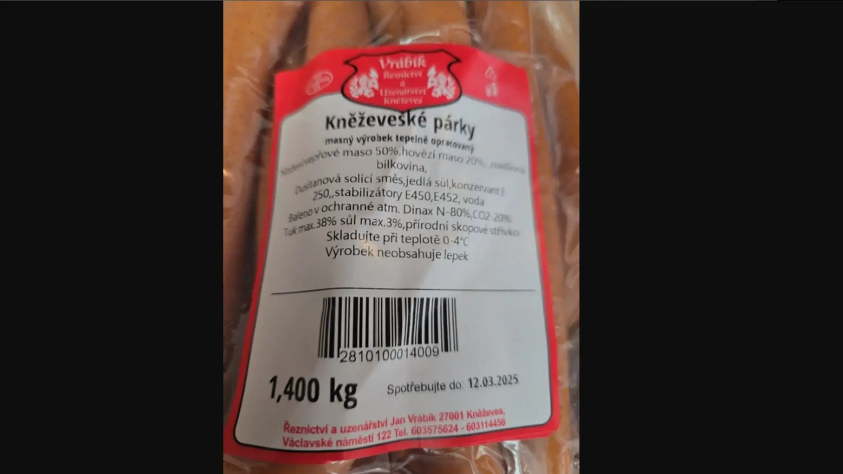 Nevyhovujúci výrobok: Kněževeské párky 
