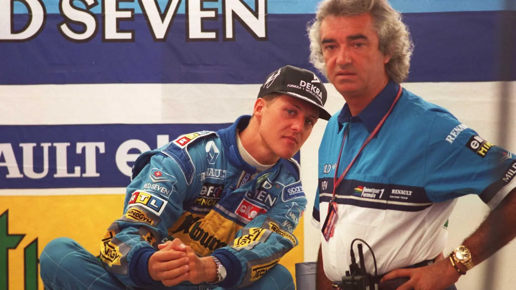 Flavio Briatore a Michael Schumacher na archívnej fotke z roku 1995.