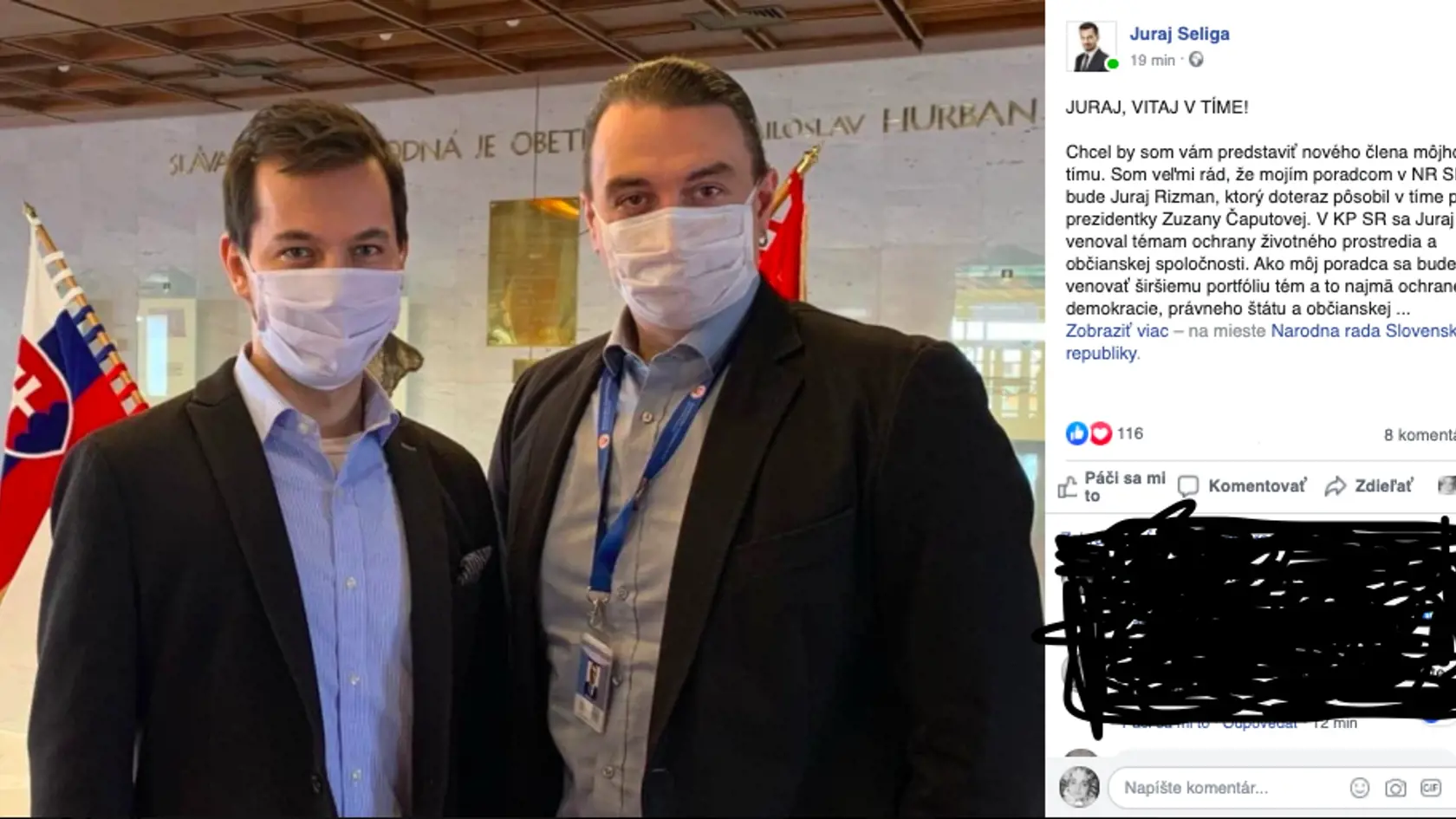 K Juravo Šeligu prestupuje Juraj Rizman. U prezidentky mal na starosti ekológiu