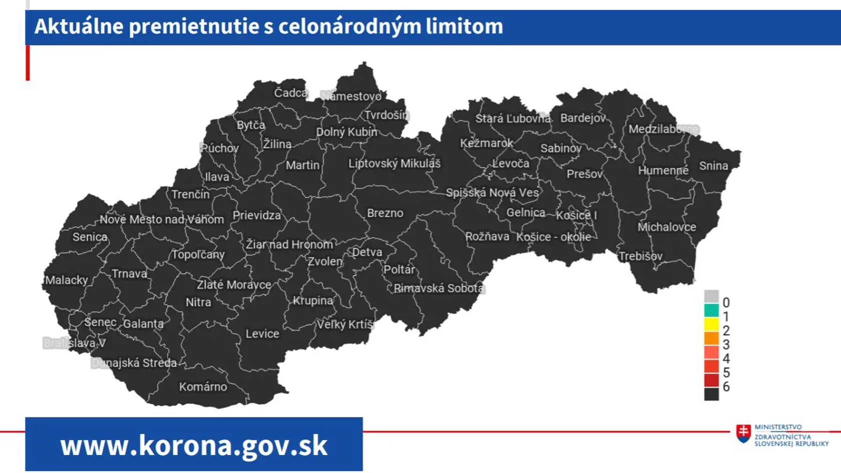 Podľa celonárodného COVID automatu je celá krajina čierna.