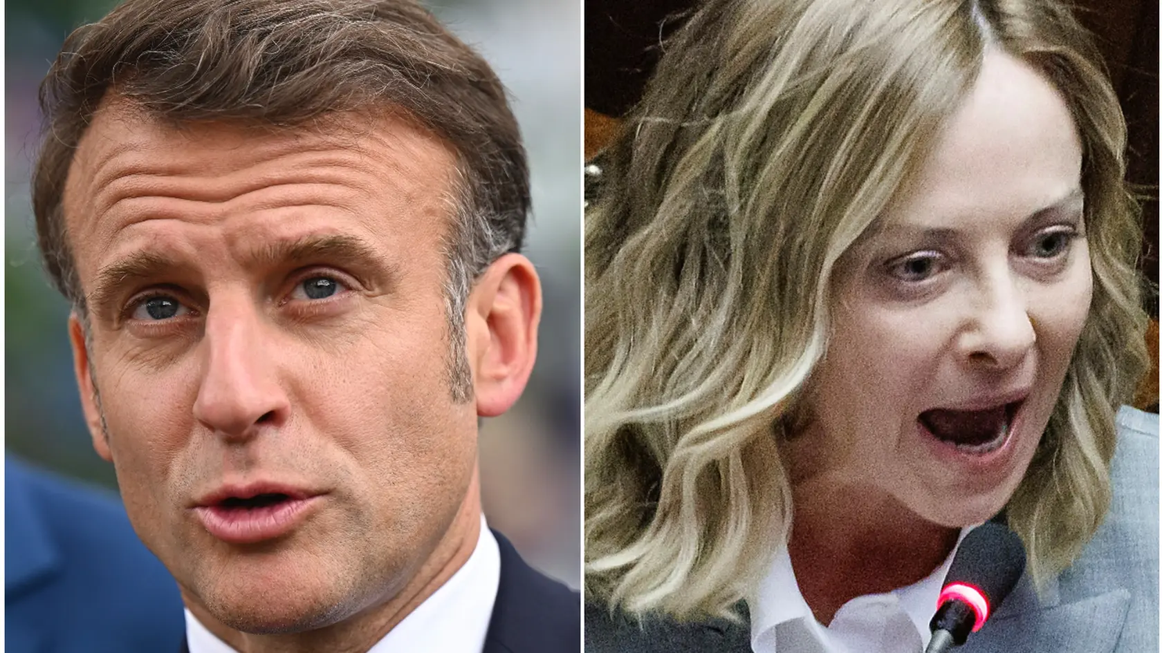 Na snímke francúzsky prezident Emmanuel Macron a talianska premiérka Giorgia Meloniová.