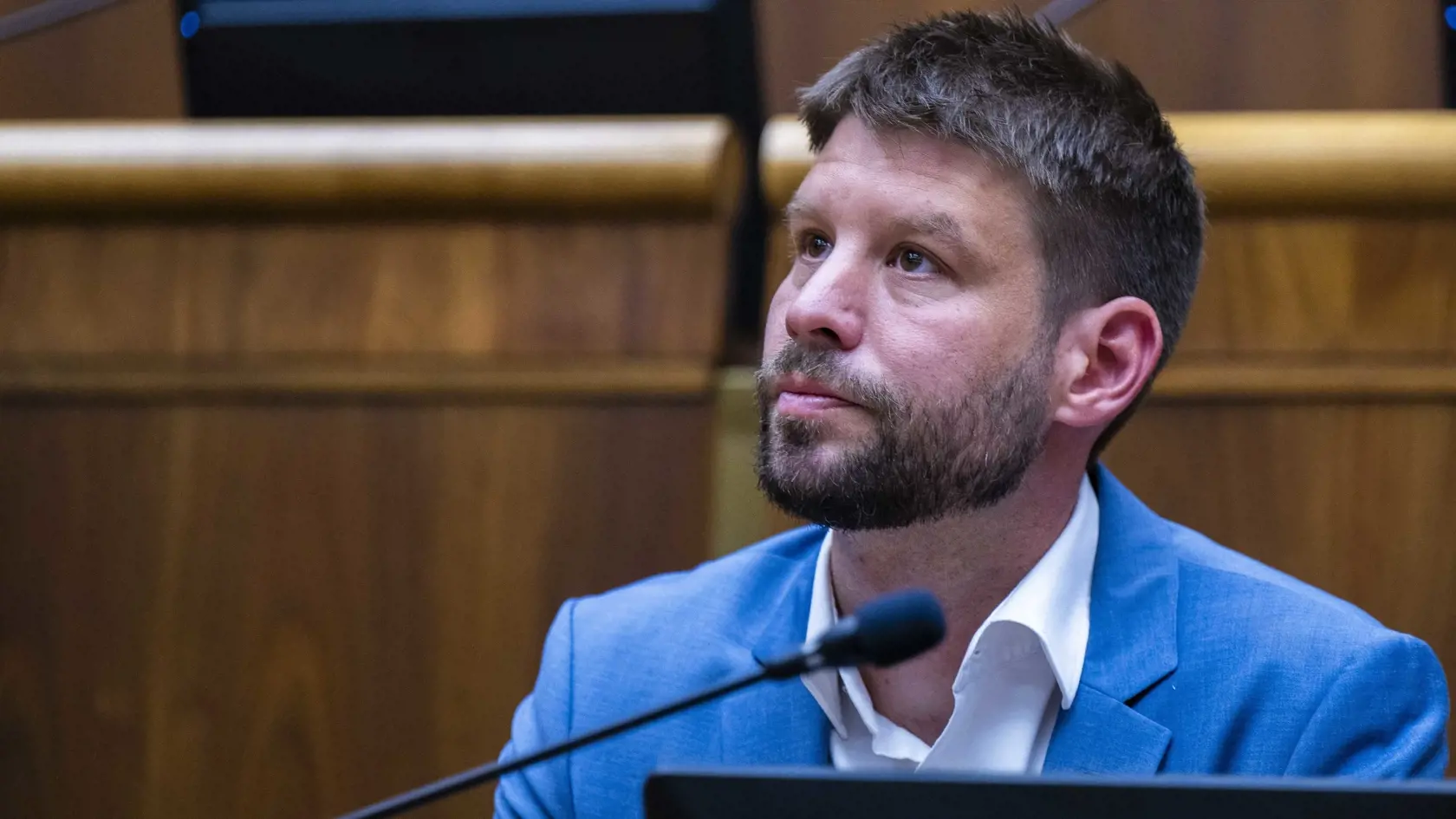 Schôdza Národnej rady SR, na snímke podpredseda NRSR Michal Šimečka.