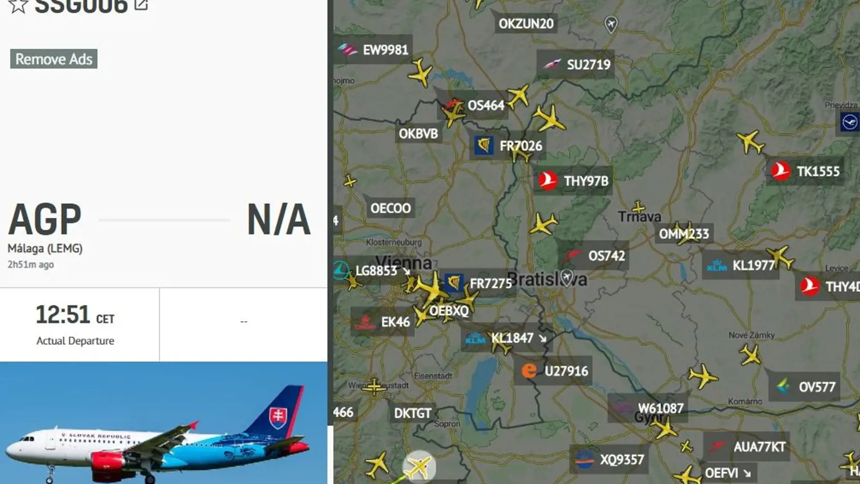 Let vládneho špeciálu s Tomášom Rajeckým tesne pred hranicami Slovenskej republiky.