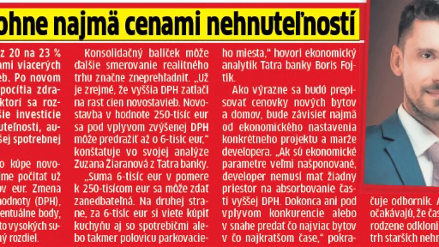 DPH pohne najmä cenami nehnuteľností.