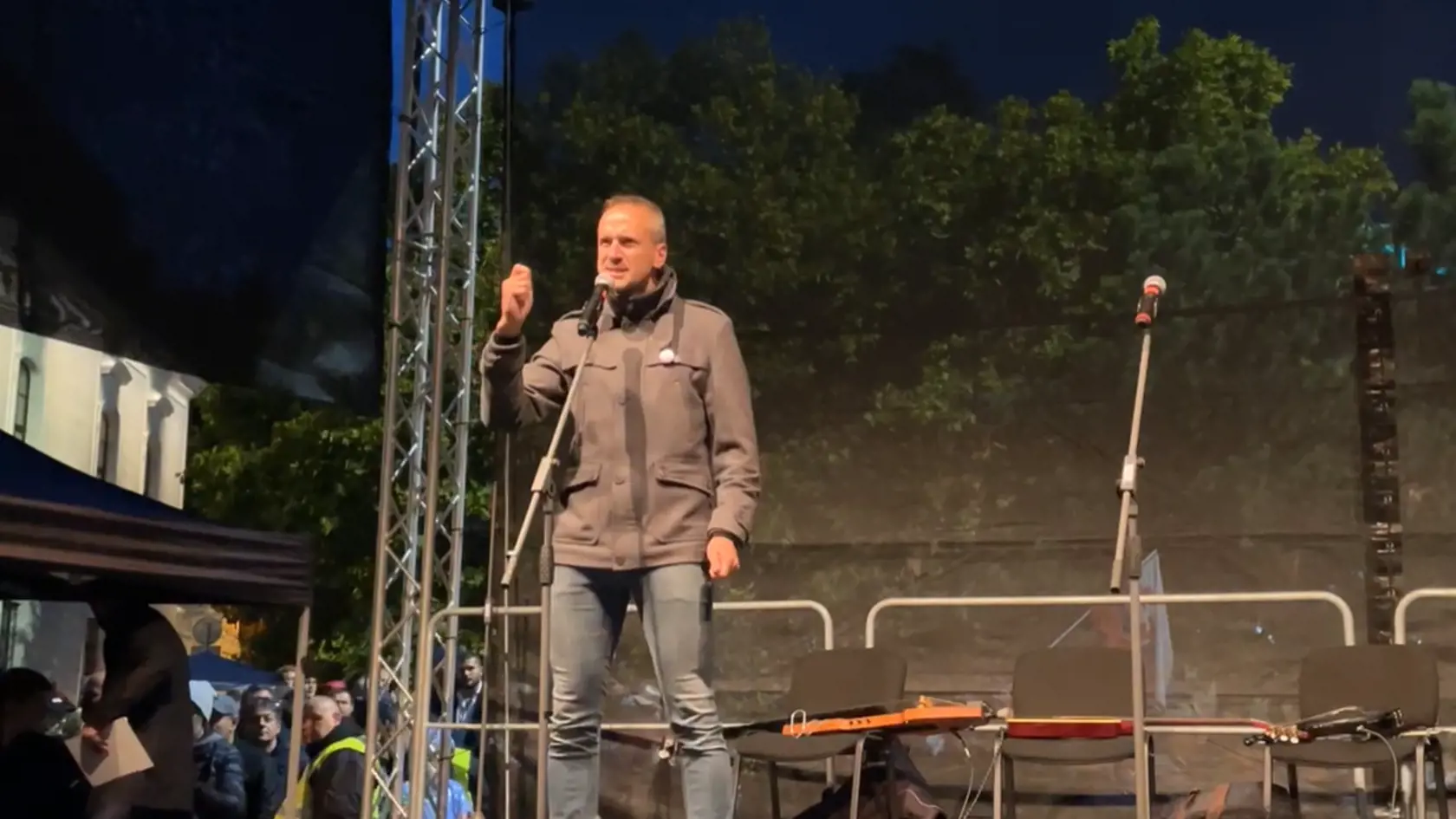 Na proteste vystúpil aj syn Jána Slotu, Pavol Slota.