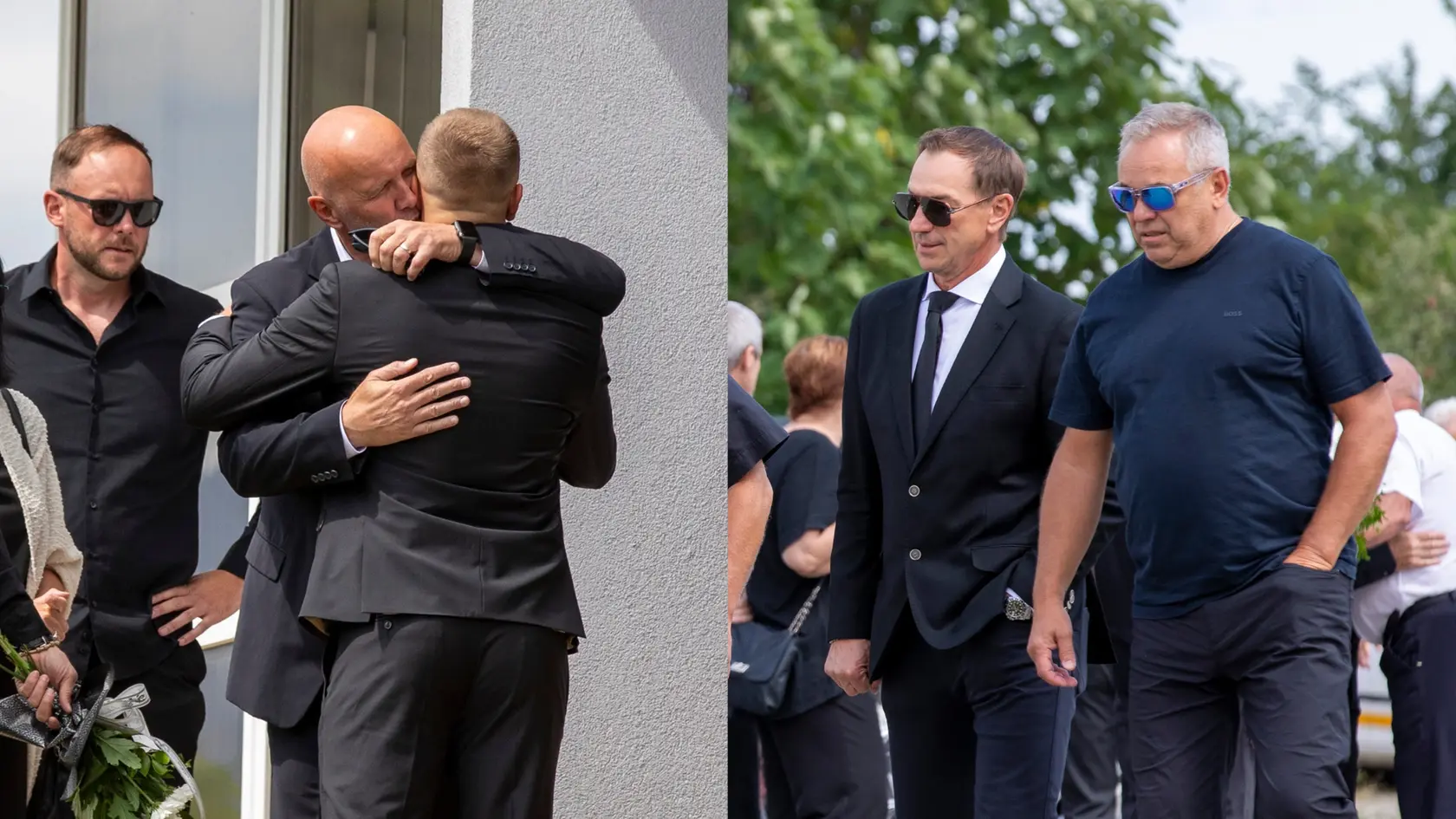 Jerguš Bača objímal a utešoval najbližších zosnulého hokejistu Petra Veselovského. Peter Bondra skrýval svoj smútok na pohrebe kamaráta a bývalého spoluhráča za tmavými okuliarmi.