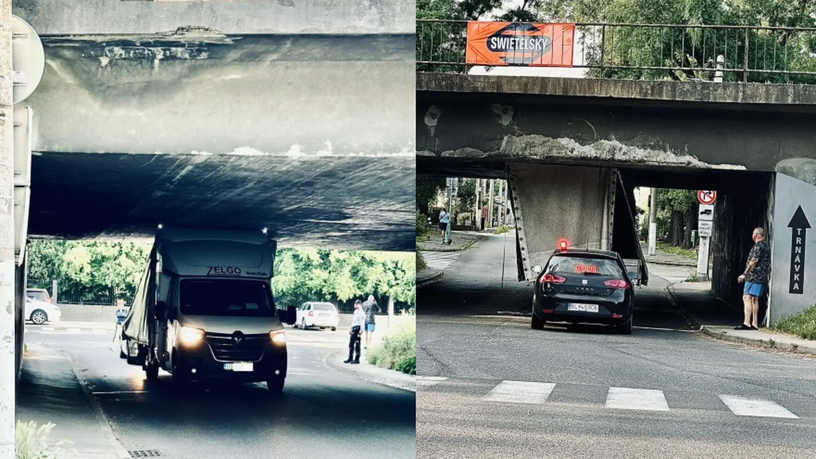 Pod mostom v bratislavskom Ružinove sa zakliesnilo auto.