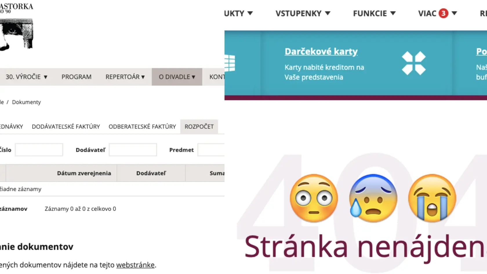 Divadlo Astorka a chýbajúce informácie
