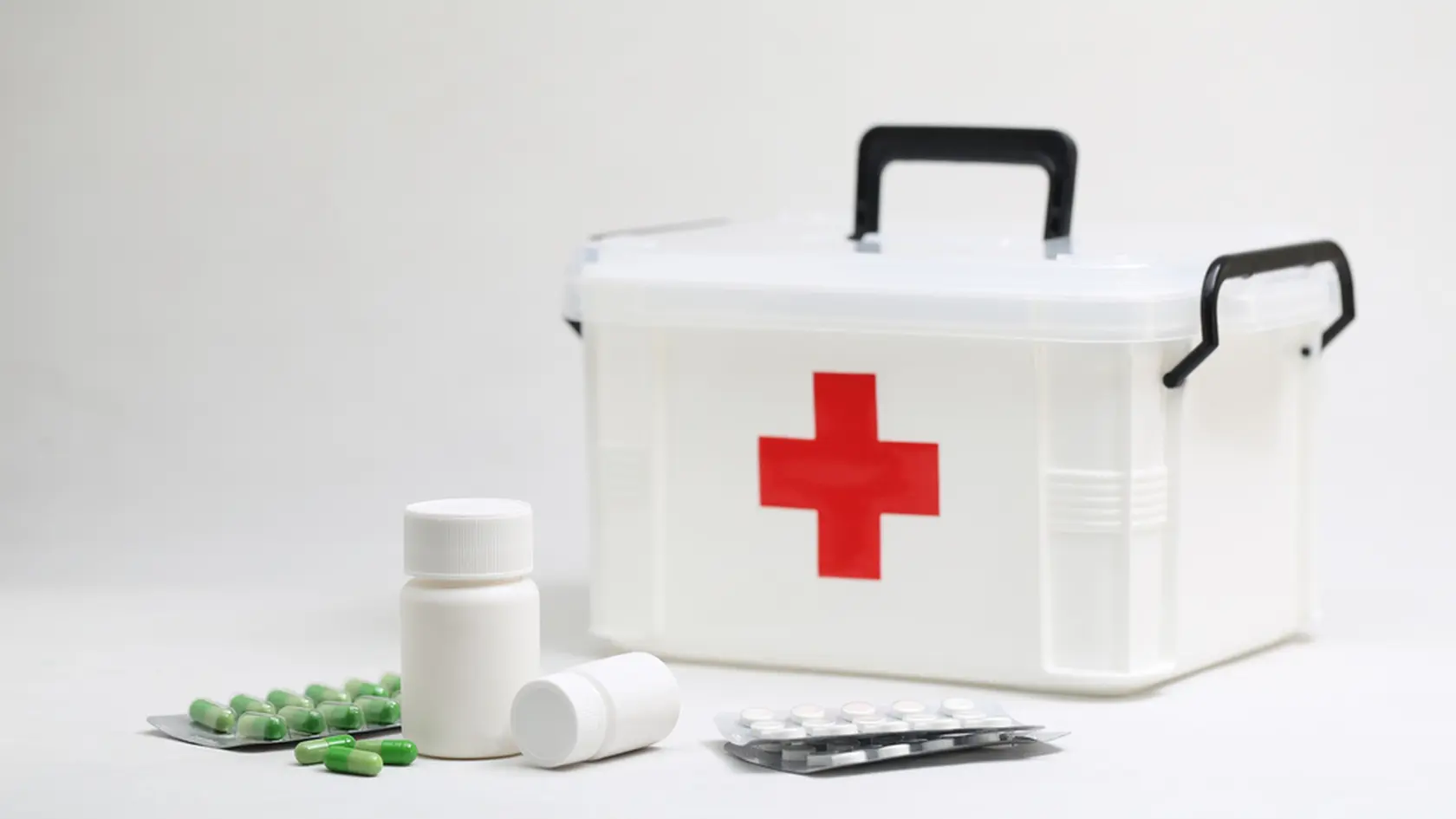 medicine bottles and home First aid kit