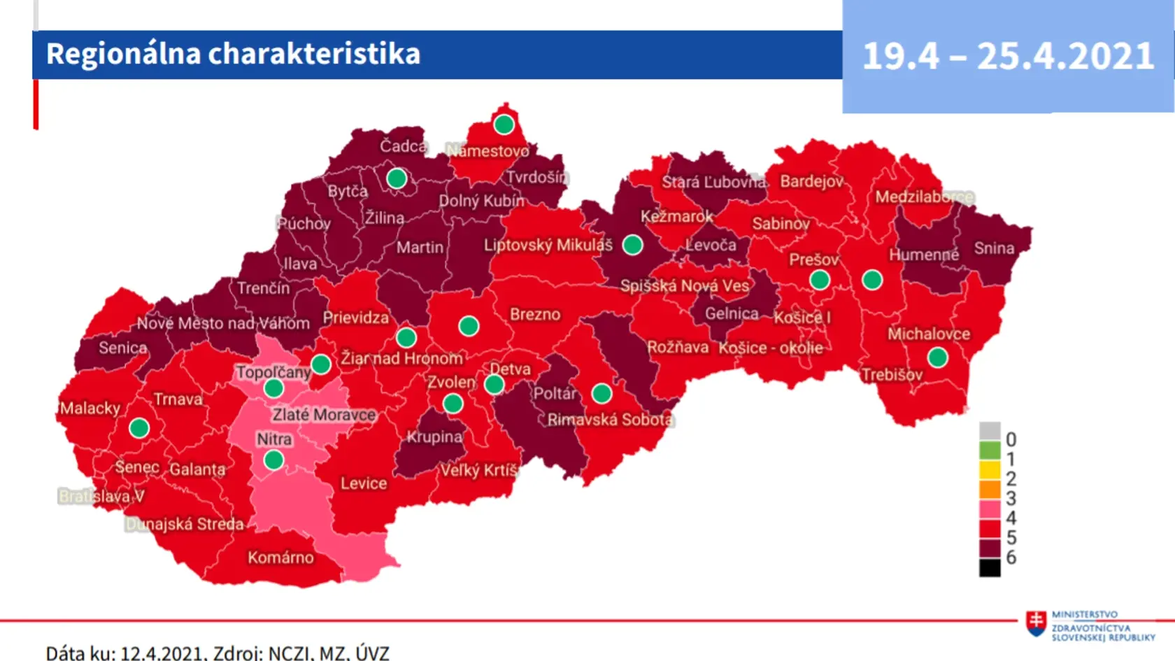 Nová mapa okresov od 19.4. do 25.4.