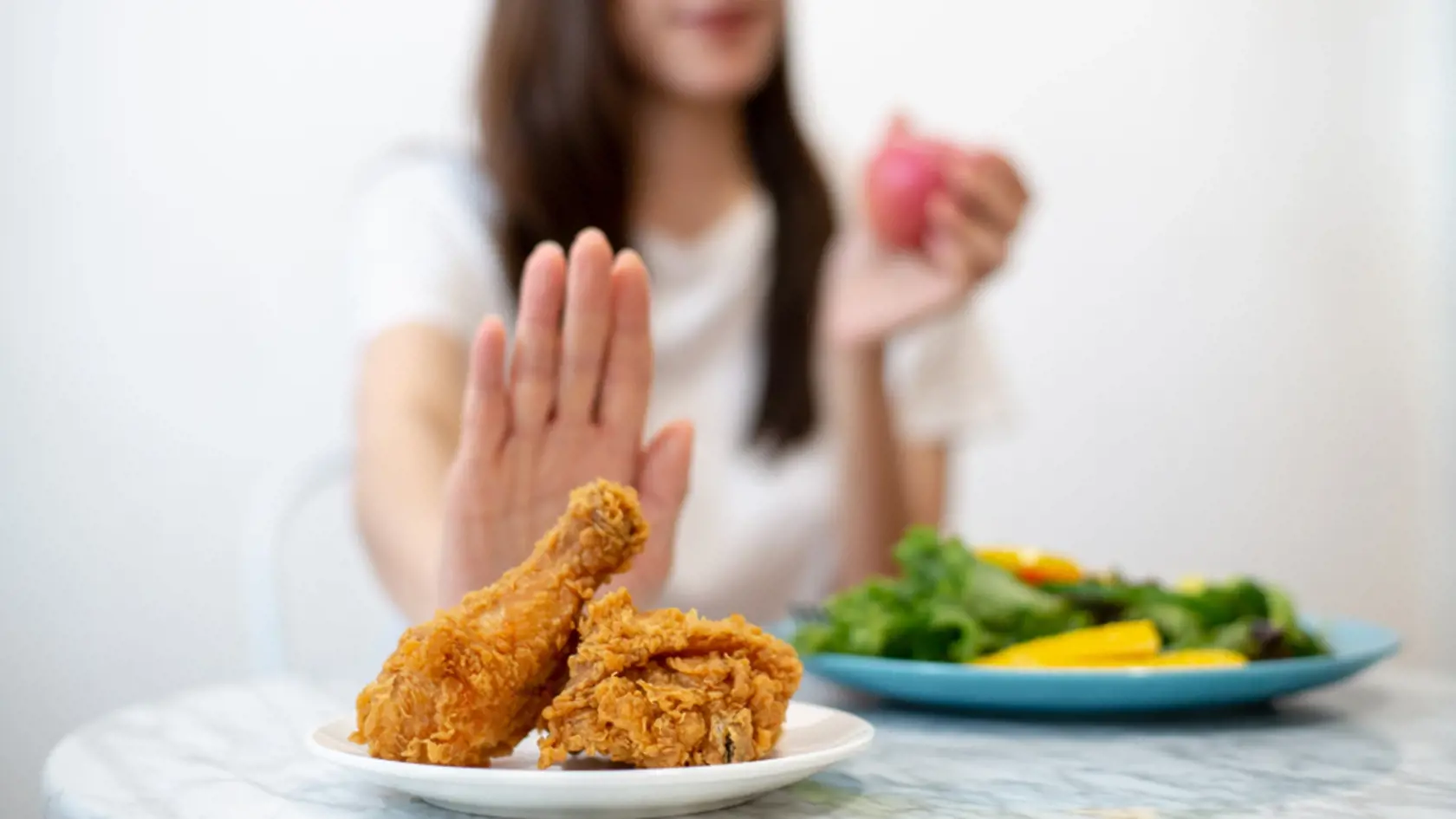 Dieting,Or,Good,Health,Concept.,Young,Woman,Rejecting,Junk,Food