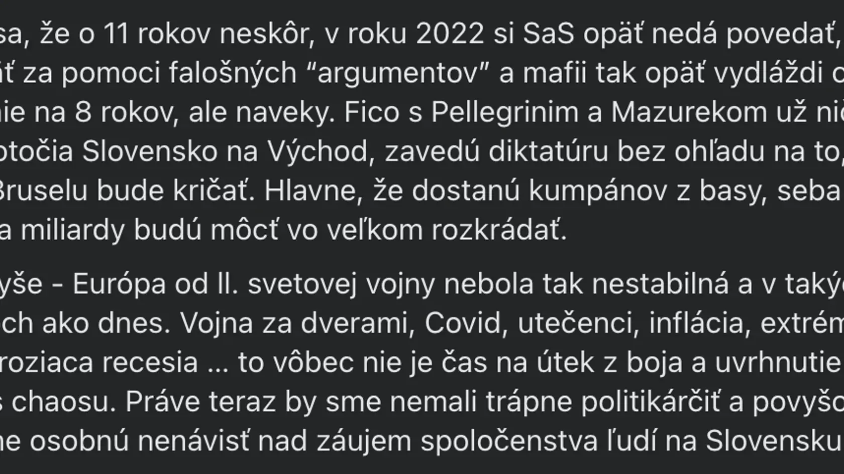 Líder hnutia OĽANO Igor Matovič sa opäť nezdržal a na sociálnej sieti sa poriadne vybláznil.