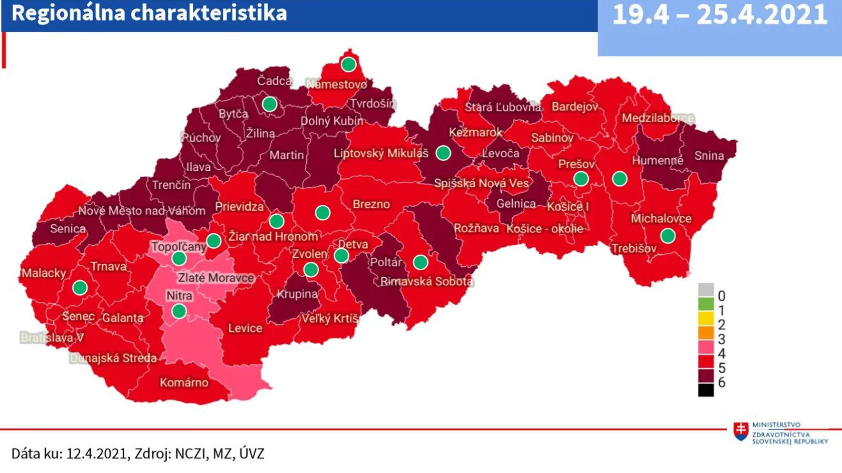Na novej mape od pondelka 19. apríla nie je už žiadny čierny okres.