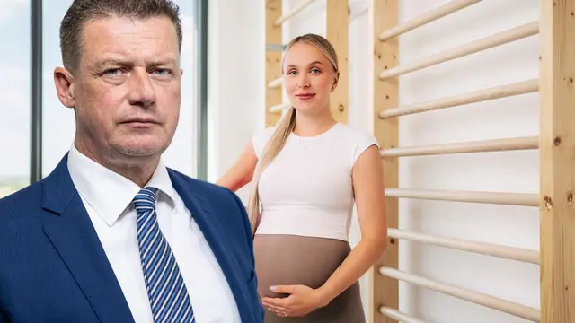 Na ilustračnej fotokoláži viceprezident Asociácie nemocníc Slovenska Igor Pramuk a tehotná žena.