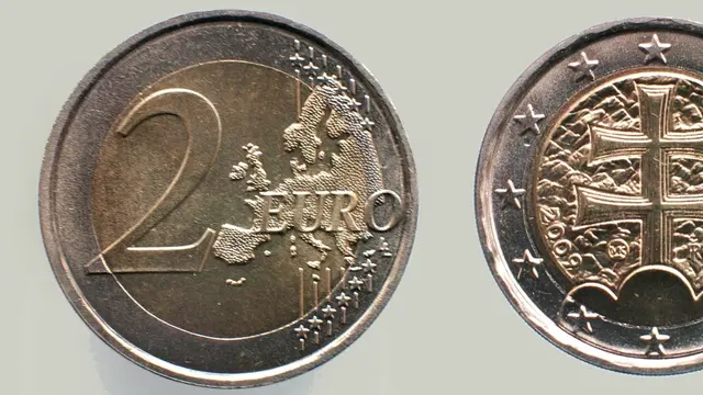 Slovenská minca o hodnote dvoch eur.