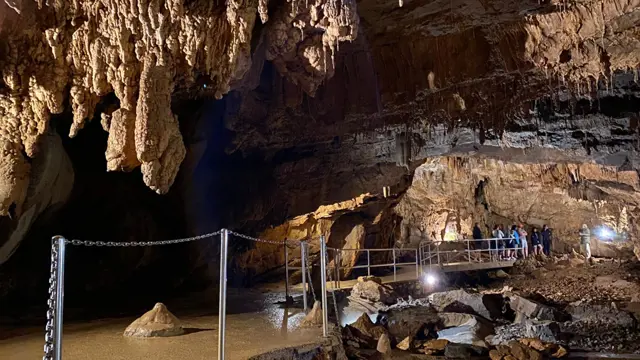 Tourist cave Vrelo in the Gorski kotar region - Fuzine, Croatia or Die Höhle Vrelo in der kroatischen Region Gorski kotar - Fuzine, Kroatien (Turistička špilja Vrelo u regiji Gorski kotar - Fužine)