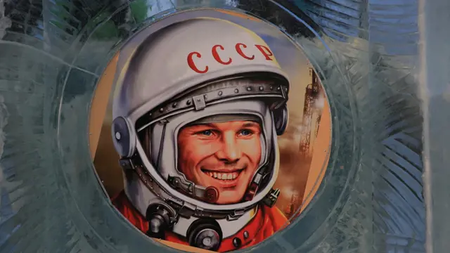 Russia Krasnoyarsk - January 2, 2023 the world's first cosmonaut Yuri Gagarin