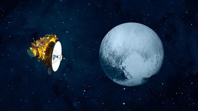 New Horizons spacecraft with Pluto "Elements of this image furnished by NASA "